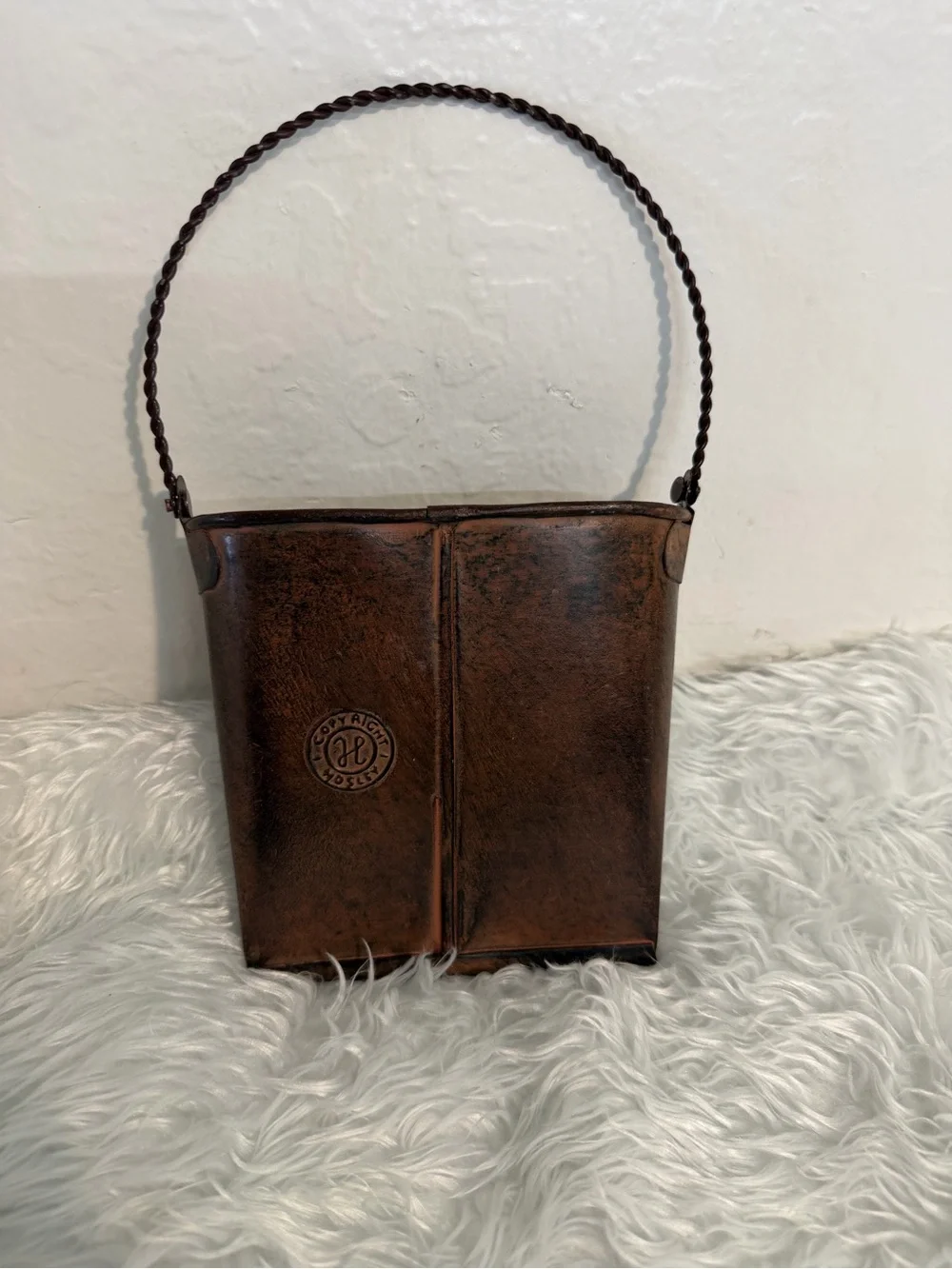 Hosley Cooper Wall Pocket Planter Patina MCM Boho Cottage Core Rustic